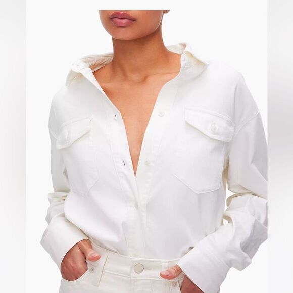 Good American NWT Relaxed Denim Shirt size small - Picture 4 of 10